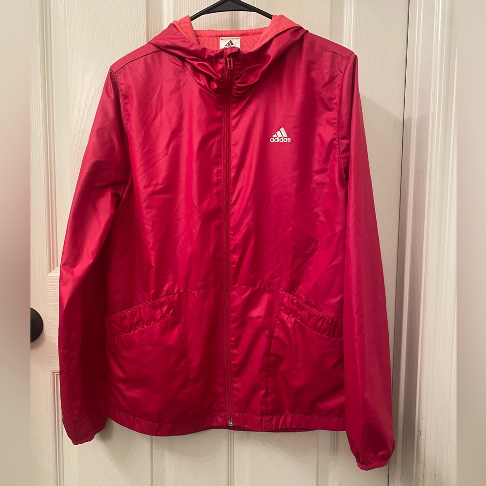 Adidas pink /fuchsia Windbreaker Jacket women’s lightweight jacket size medium